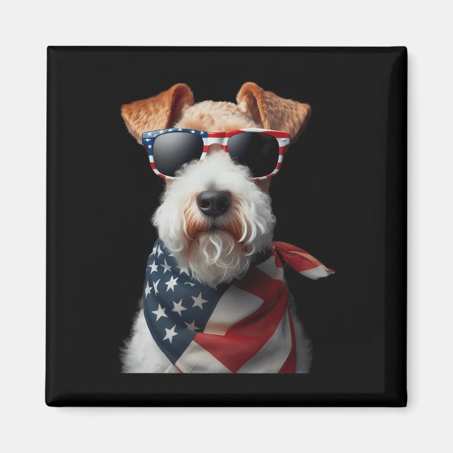 Wire Fox Terrier Dog 4th Of July American Independ Magnet (Front)