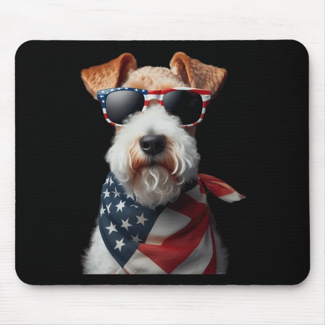 Wire Fox Terrier Dog 4th Of July American Independ Mouse Pad (Front)