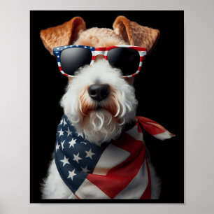 Wire Fox Terrier Dog 4th Of July American Independ Poster
