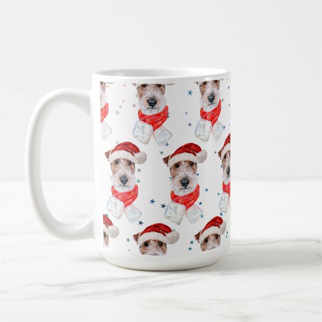 Wire Fox Terrier Dog Breed Christmas Stars Coffee Mug (Left)