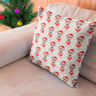 Wire Fox Terrier Dog Breed Christmas Stars Cushion