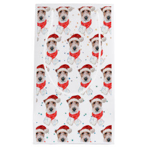 Wire Fox Terrier Dog Breed Christmas Stars Small Gift Bag