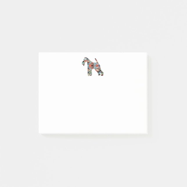 Wire Fox Terrier Dog Breed Geo Silhouette Plaid Post-it Notes (Front)