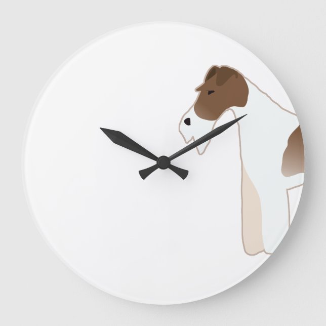 Wire Fox Terrier Dog Breed Illustration Silhouette Large Clock (Front)