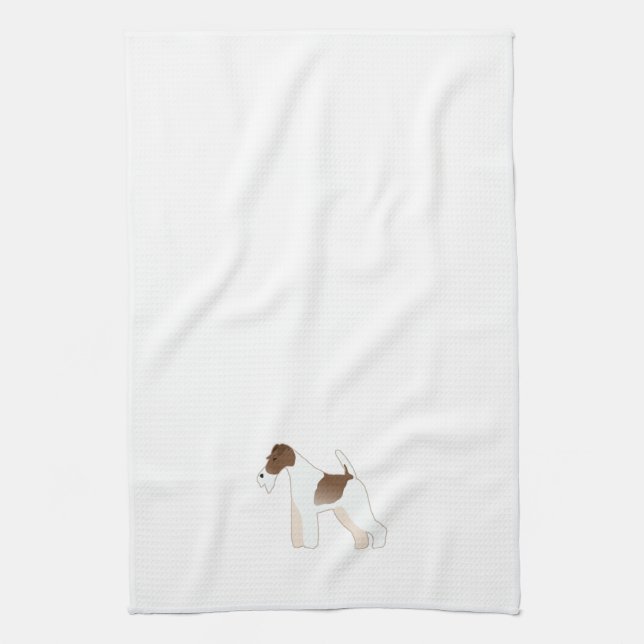 Wire Fox Terrier Dog Breed Illustration Silhouette Tea Towel (Vertical)