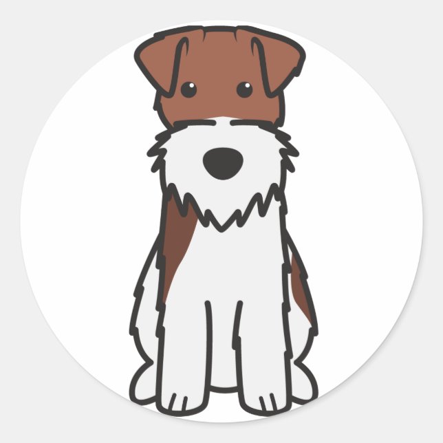 Wire Fox Terrier Dog Cartoon Classic Round Sticker (Front)