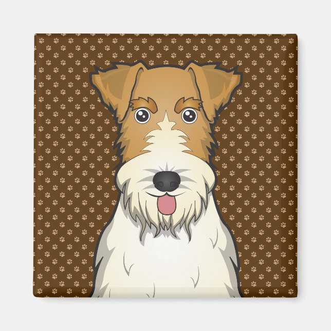 Wire Fox Terrier Dog Cartoon Paws Magnet (Front)