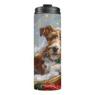 Wire Fox Terrier Dog Christmas Festive  Thermal Tumbler