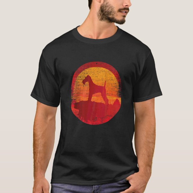 Wire Fox Terrier Dog Retro Sunset T-Shirt (Front)