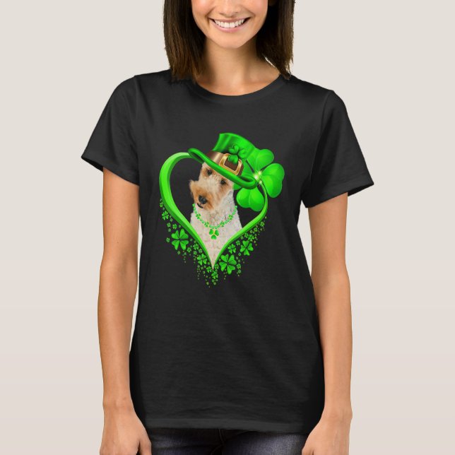 Wire Fox Terrier Dog St Patricks Day Lover Irish S T-Shirt (Front)