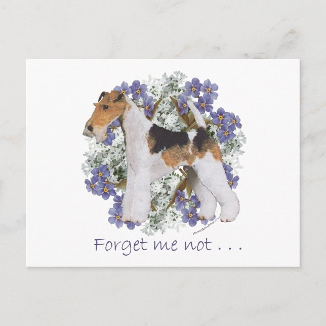 Wire Fox Terrier Forget-Me-Not Postcard (Front)