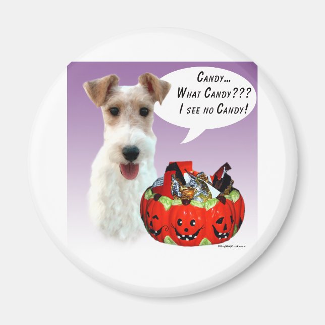 Wire Fox Terrier Halloween Candy Magnet (Front)