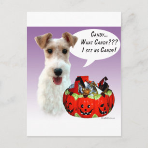 Wire Fox Terrier Halloween Candy Postcard