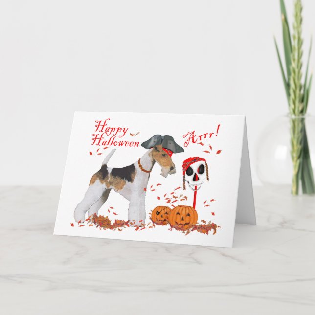Wire Fox Terrier Halloween Card (Front)