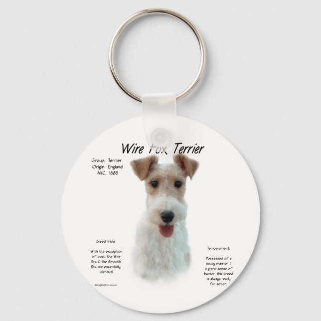 Wire Fox Terrier History; about wire fox terrier Key Ring (Front)