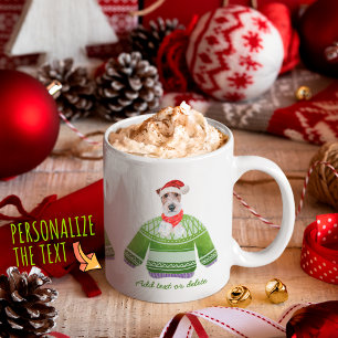 Wire Fox Terrier Holiday Wearing Ugly Sweater Xmas Coffee Mug