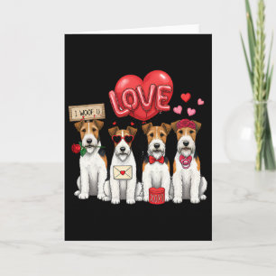 Wire Fox Terrier I Woof You Bow Sungles Heart Vale Card