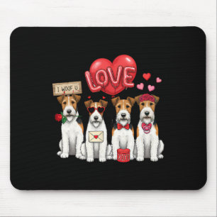 Wire Fox Terrier I Woof You Bow Sungles Heart Vale Mouse Pad