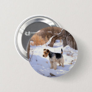 Wire Fox Terrier Let It Snow Christmas 6 Cm Round Badge