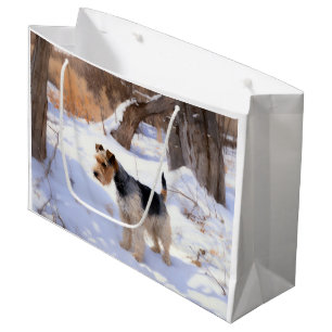 Wire Fox Terrier Let It Snow Christmas  Large Gift Bag