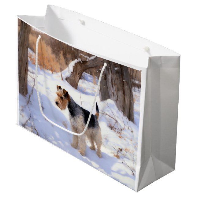 Wire Fox Terrier Let It Snow Christmas  Large Gift Bag (Front Angled)