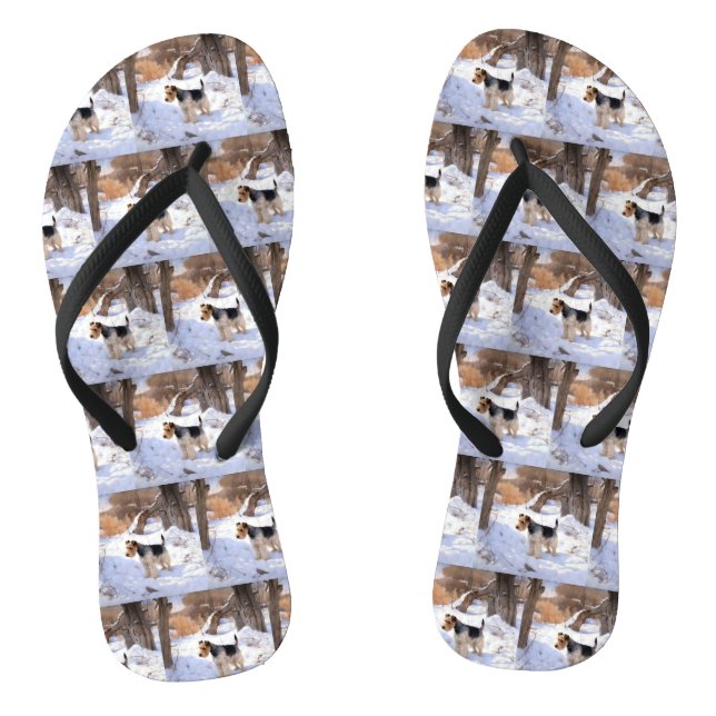 Wire Fox Terrier Let It Snow Christmas  Thongs (Footbed)