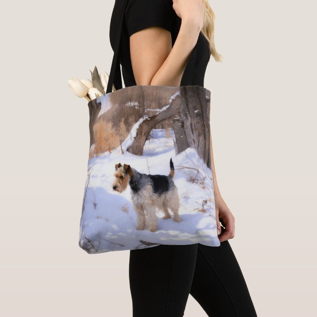 Wire Fox Terrier Let It Snow Christmas  Tote Bag (Close Up)