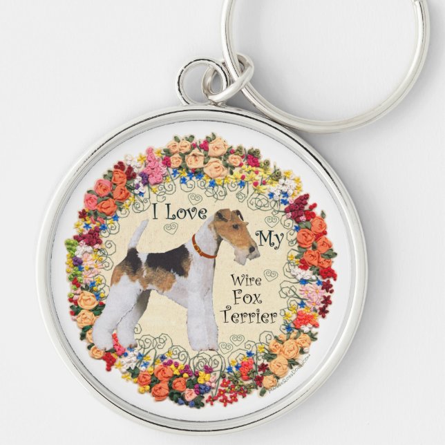 Wire Fox Terrier Love Key Ring (Front)