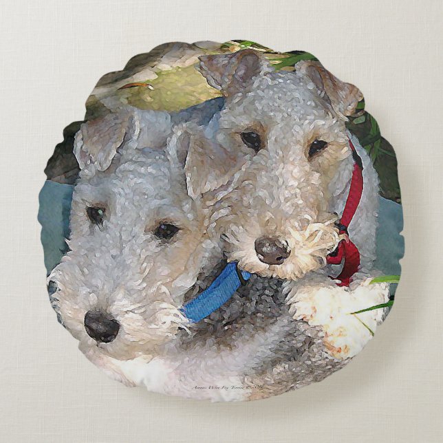 Wire Fox terrier Love Round Cushion (Front)