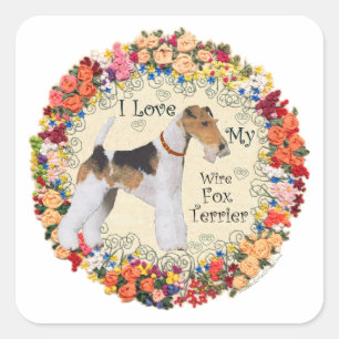 Wire Fox Terrier Love Square Sticker
