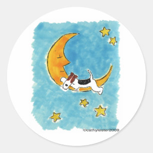 Wire fox terrier on the moon classic round sticker
