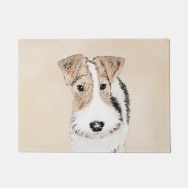 Wire Fox Terrier Painting - Cute Original Dog Art Doormat (Front)