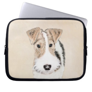 Wire Fox Terrier Painting - Cute Original Dog Art Laptop Sleeve