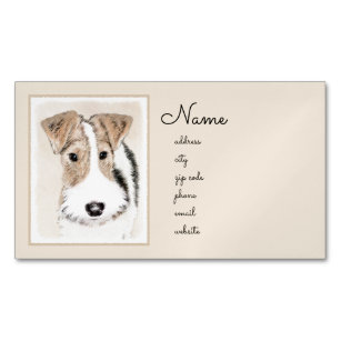Wire Fox Terrier Painting - Cute Original Dog Art Magnetic Business Card