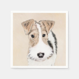 Wire Fox Terrier Painting - Cute Original Dog Art Napkin