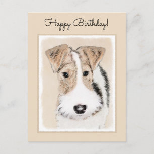 Wire Fox Terrier Painting - Cute Original Dog Art Postcard