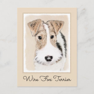 Wire Fox Terrier Painting - Cute Original Dog Art Postcard