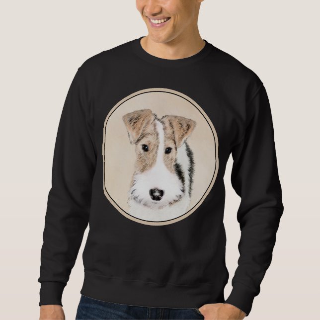 Wire Fox Terrier Painting - Cute Original Dog Art Sweatshirt (Front)