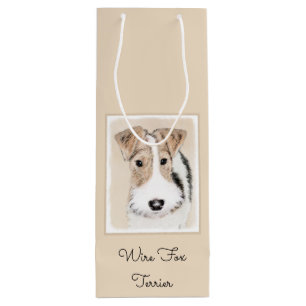 Wire Fox Terrier Painting - Cute Original Dog Art Wine Gift Bag