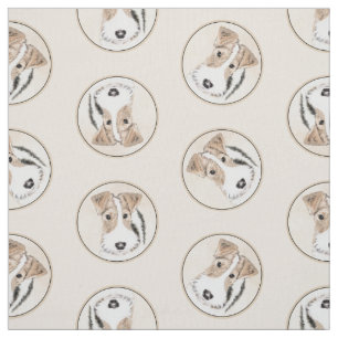 Wire Fox Terrier Painting tricolor WFT Pet Dog Art Fabric
