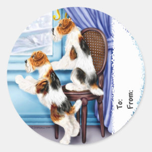 Wire Fox Terrier Parlour Pals Classic Round Sticker