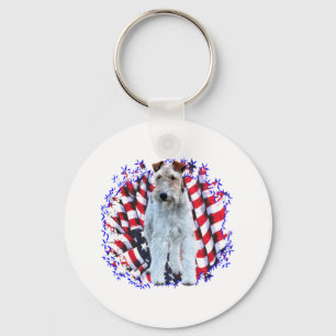 Wire Fox Terrier Patriot Key Ring