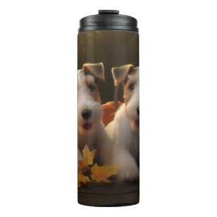 Wire Fox Terrier Puppy Autumn Delight Pumpkin Thermal Tumbler