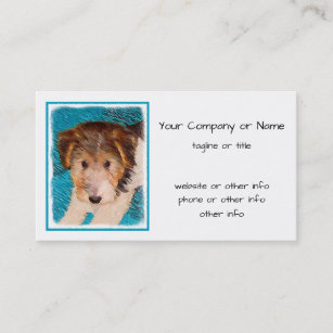 Wire Fox Terrier Puppy Painting - Original Dog Art Business Card