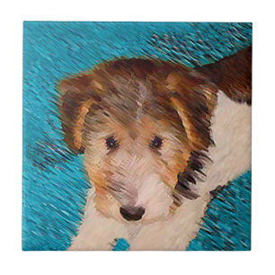 Wire Fox Terrier Puppy Painting - Original Dog Art Ceramic Tile