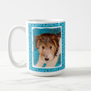 Wire Fox Terrier Puppy Painting - Original Dog Art Coffee Mug