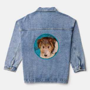Wire Fox Terrier Puppy Painting - Original Dog Art Denim Jacket