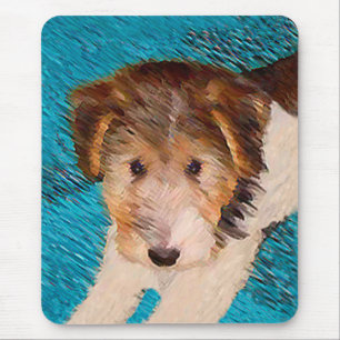 Wire Fox Terrier Puppy Painting - Original Dog Art Mouse Pad