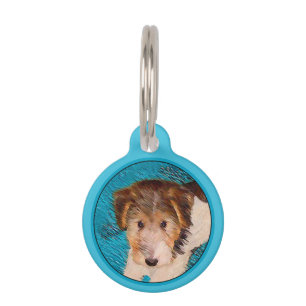Wire Fox Terrier Puppy Painting - Original Dog Art Pet Tag