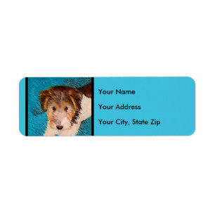 Wire Fox Terrier Puppy Painting - Original Dog Art Return Address Label